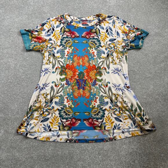 Johnny Was Janie Favorite Short Sleeve Crew Neck Swing Tee Bamboo Floral Sz Med - Picture 7 of 13